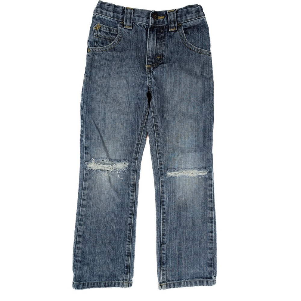 Wrangler Distressed Adjustable Waist Slim Straight Leg‎ Jeans Boy's Size 7